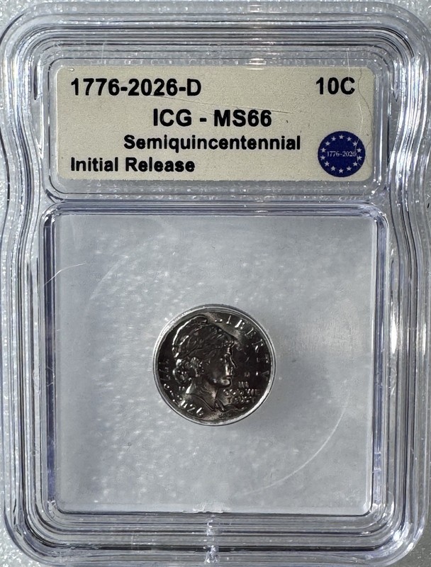 2026-D U.S. Emerging Liberty Dime ICG MS66 Initial Release - Semiquincentennial
