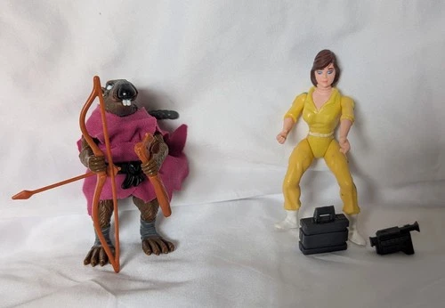 Vintage 1988 TMNT Splinter & April O'Neil Action Figures  -near complete