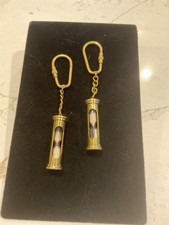 2 Vintage Brass Hour Glass Key Chains