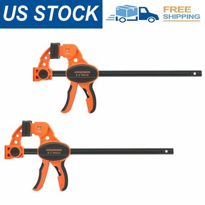 Jorgensen 2PC 12'' One-Handed Bar F Clamp Woodworking Quick Release Set E-Z Hold
