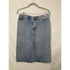 Gap Size 6 Light Wash Denim Midi Skirt with a Front Slit