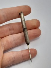 1965 Vintage English Sterling Silver Engine Turned Propelling Toothpick