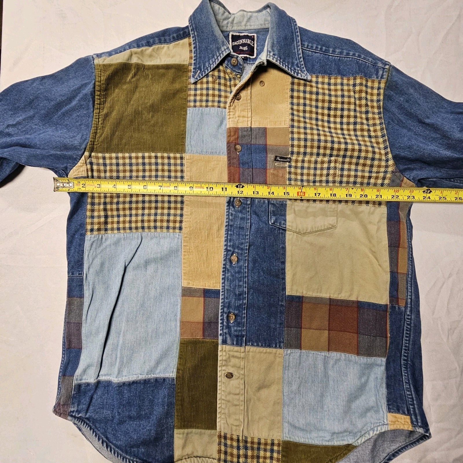 Faconnable Patchwork Multicolor Shirt Sz M Button… - image 6