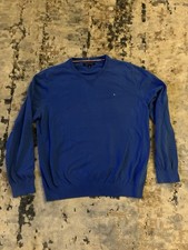 Tommy Hilfiger men  s large v-neck sweater blue