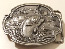 VTG 1984 Siskiyou Y-29 Bass Fishing Belt Buckle Solid Pewter USA Made Oregon