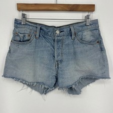 Levis 501 Original Cut Off Jean Shorts Light Wash Denim Size 29 Button Fly