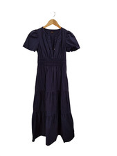 Quince Women 100% Organic Cotton Poplin Tiered Maxi Dress Black XS