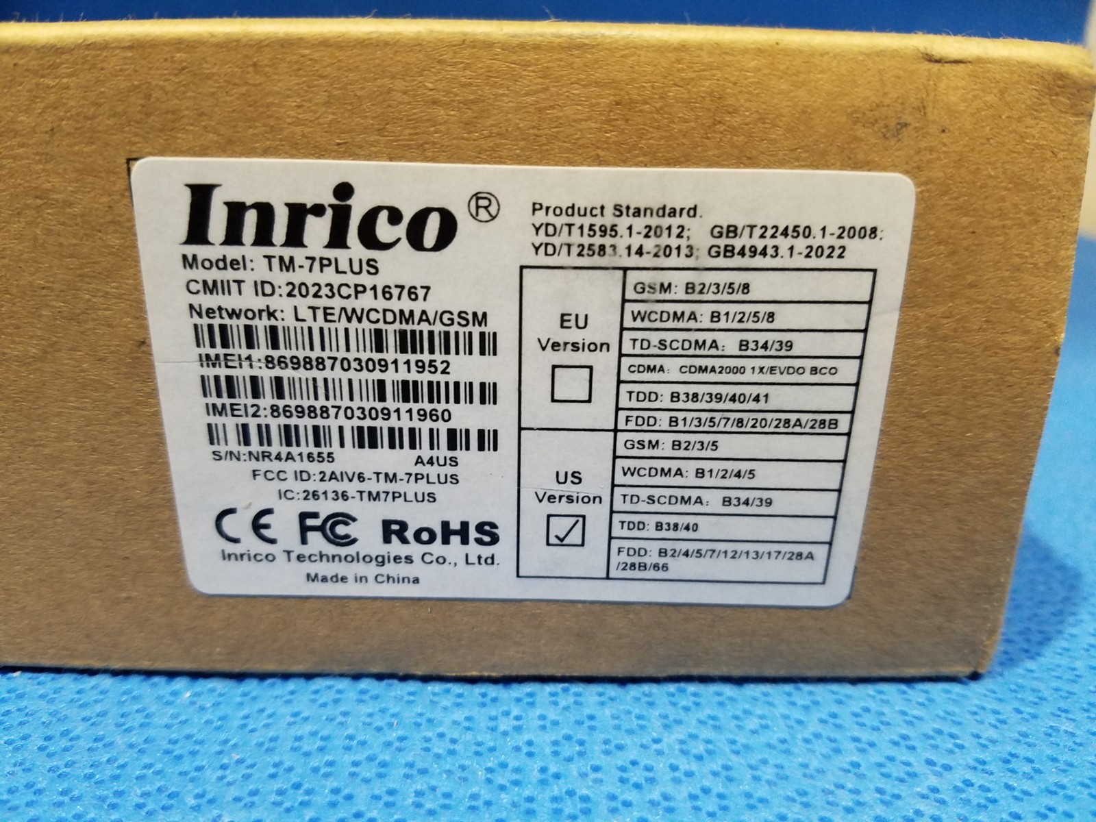 Inrico TM-7 Plus V2 Android 11 4G WiFi Mobile Network POC Radio with GPS