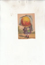 Antique Victorian Trade Card Anthropomorphic Girl Apple? Face