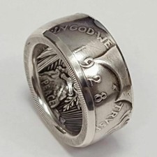 New Silver Dollar Coin Ring Handmade Crafted Rare Silver Men's Ring Unique Rings