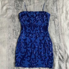Windsor Bodycon Mini Dress Womens Royal Blue Pattern Sequins Size Medium
