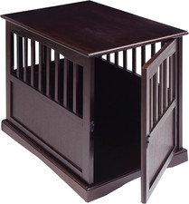 Wooden Medium Pet Crate, End Table, Espresso