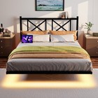 Floating Platform Bed Frame Headboard Storage USB