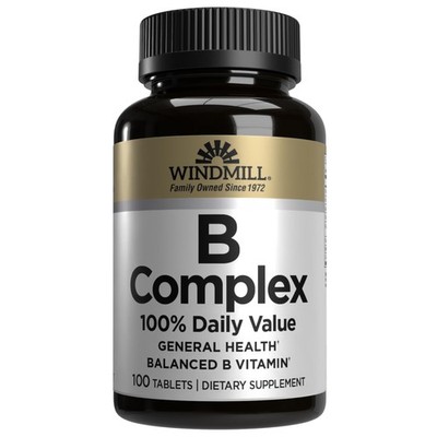 Windmill Natural Vitamins B Complex (100% Daily Value), Boost Energy Producti...