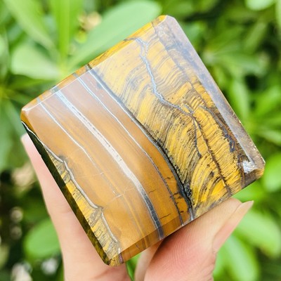 45MM Gold Tiger's Eye Hand Carved Crystal Cube Crystal Healing Stone