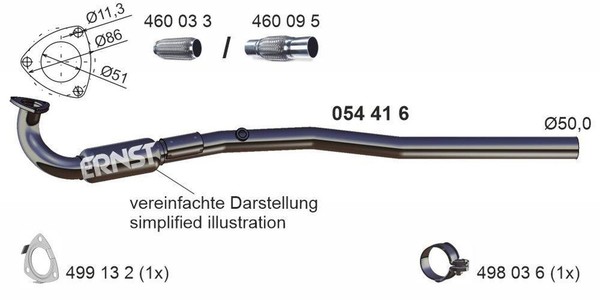 Abgasrohr Ernst 054416 FüR Opel Zafira Astra GTC A05 A04 Family Caravan Twintop-image
