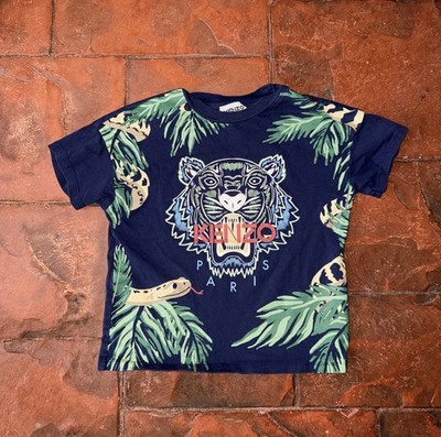 KENZO Tiger Print Jungle Print T-Shirt Boys Size 5A /110
