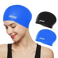 Swim Caps for Long Hair Durable Silicone Swimming Caps for Women Men Adults