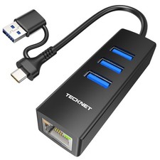 USB to Ethernet Adapter RJ45 Gigabit Network Hub 3 USB 3.0 Ports PC Splitter