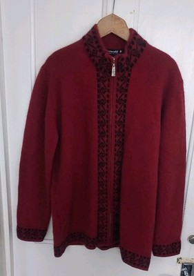 NativeWorld NZ Possum Merino Wool Cardigan M rot Zip Pullover weich Luxus Strick