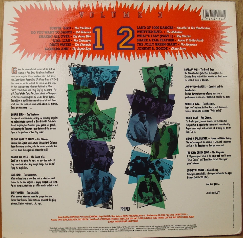 FRAT ROCK Vol. 3 Beach Boys Standells The Kingsmen RHINO RNLP 70184 vinyl LP M- - Image 2 of 4