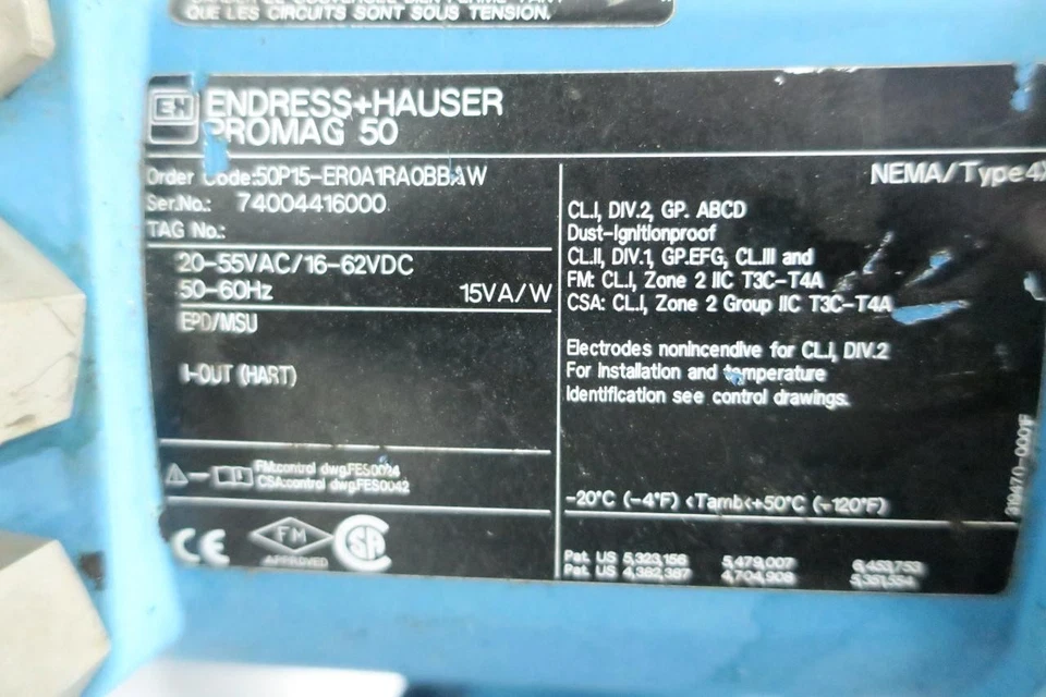 Endress Hauser 50P15-ER0A1RA0BBAW Promag 50 Magnetic Flow Meter 1/2in 20-55v-ac - Image 4 of 4