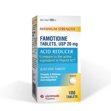 Glenmark Maximum Strength Famotidine Tablets 20 mg Acid Reducer for Heartburn...