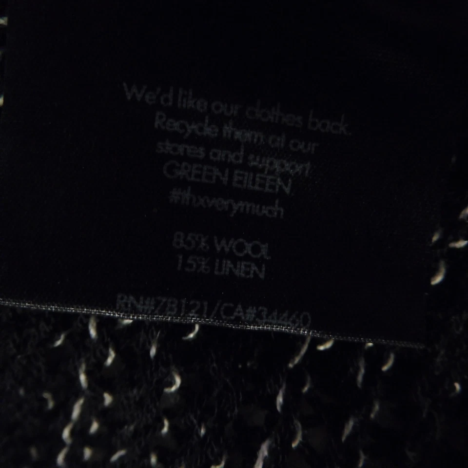 Cárdigan Eileen Fisher Frente Abierto Lino Lana Gris Negro Hilo Talla Pequeña Foto 4 de 4