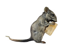 Vienna Bronze Austria Bergmann Mouse Figurine with Cheese