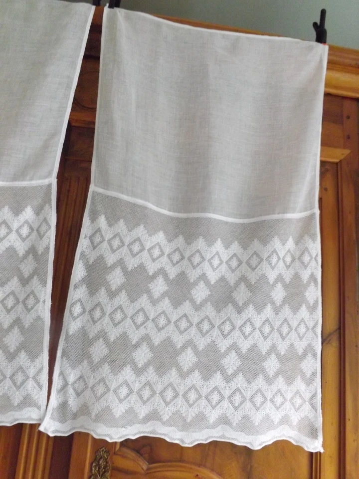 paire de rideaux, 86 cm X 48 cm chaque, ancien - Photo 3/4