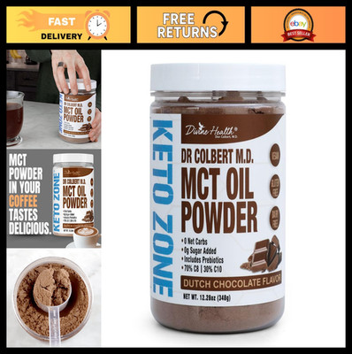 MCT Oil Powder Dutch Chocolate Flavor | Keto-Friendly | 70% C8 | 0 Net Carbs | 3