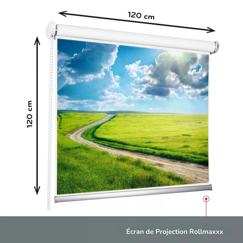 Écran de Projection 120x120 cm Extensible Blanc Montage Mural / Plafond - Photo 1/8