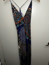 Navy Floral Boho Maxi Dress with Strappy Back fashion nova xs
