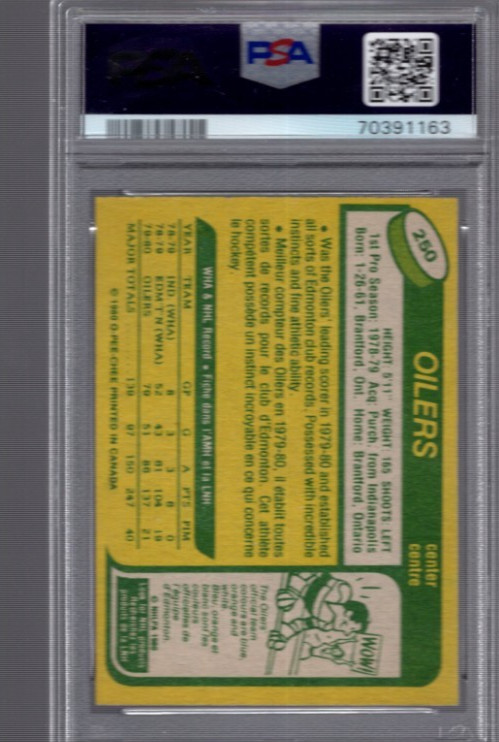 1980 OPC #250 WAYNE GRETZKY GOAT PSA 7 NM Edmonton OILERS 2nd Year  O-PEE-CHEE view 2