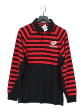 Saracens Men's Polo L Red Striped 100 Cotton Basic