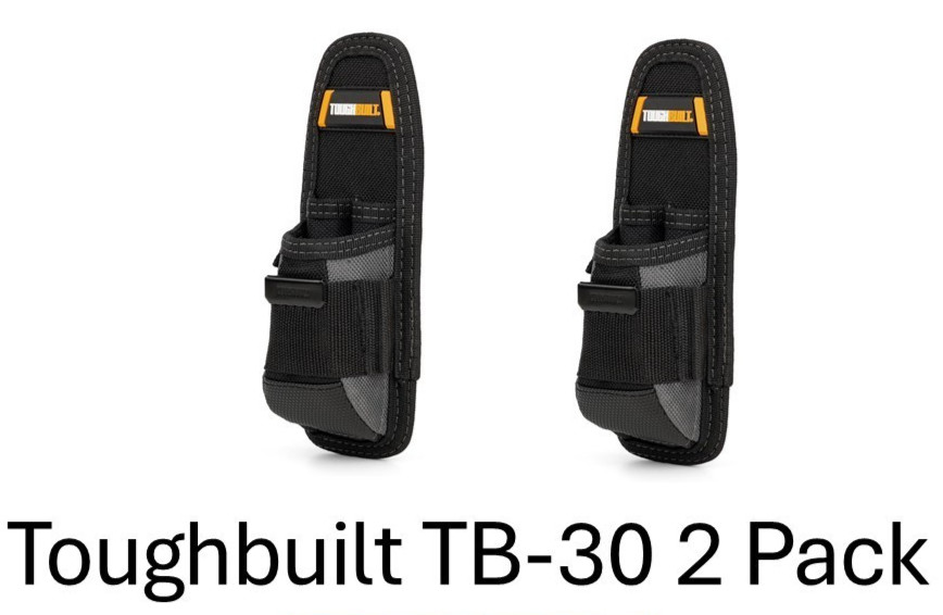 Toughbuilt TB-30 2 Pack - Black 6-Pockets Utility Pouch with Steel Belt Clip