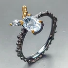 Handmade Natural Blue Topaz Ring 925 Sterling Silver Size 6 /R463015
