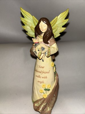 Russ Comforting Embrace Figurine 31430 YOUR BELOVED FRIEND WALKS WITH ANGELS Cat