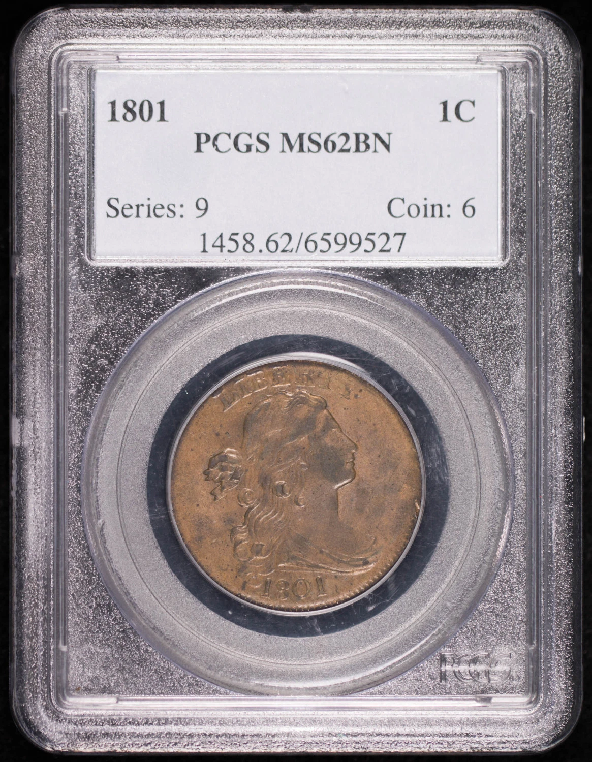 1801 P Large Cents Draped Bust PCGS MS-62 BN