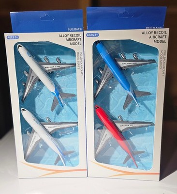 4 Pcs Pull Back Metal Airplane Toys for Kids, Die Cast Aircraft Model A380 777