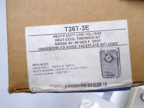 JOHNSON CONTROLS T26T-3E HEAVY DUTY LINE VOLTAGE HEAT / COOL THERMOSTAT - Picture 3 of 8