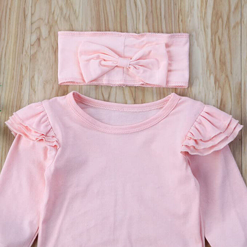 3-teiliges Set Neugeborenes Baby Kinder Mädchen Kleidung Strampler Shirt Tops + Flamingo Hose Outfits - Bild 6 von 9