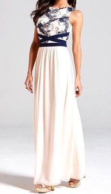New Womens Little Mistress Embroidered Maxi Dress Navy Nude UK 12 RRP70 |  eBay UK