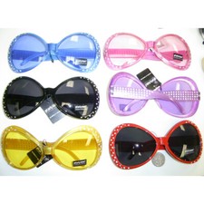 70's Sunglasses Assorted Color Large Frame Costume Glasses W/ Faux Rhinestones