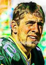 Rare Aaron Rodgers Green Bay Packers Art Prt s&n ony 50