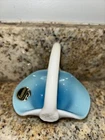 Vintage Kanawha Mini Milk Glass Handled Basket Lined With Blue Overlay 1900’s
