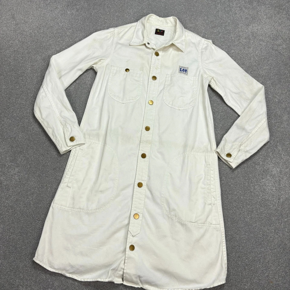 Chaqueta de mezclilla Lee para mujer mediana blanca sanforizada ropa de trabajo occidental sobrecamisa dama Foto 2 de 4