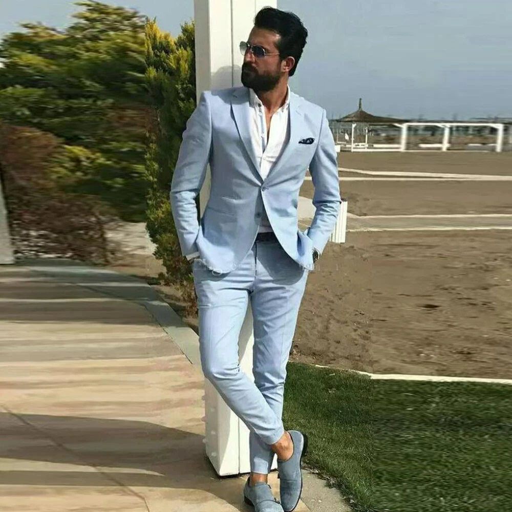 FINAL SALE Pursuit Light Blue Sharkskin Suit Coat