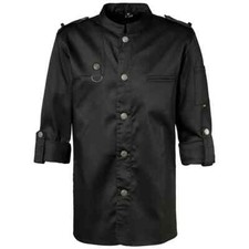 Exner Kochjacke Biker Langarm Druckkn&ouml;pfe Gastro Koch schwarz Model 222