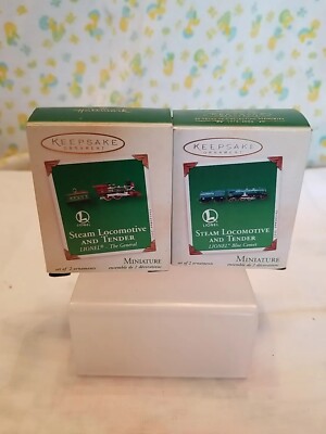 Hallmark ORN. 2003 Mini Steam Loco & Tender Lionel Blue Comet & 2002 The GENERAL